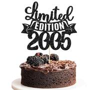 Gyufise 1Pc Limited Edition 2005 Cake Topper Glitter Twenty One Happy 21st Birthday Cake Topper Cheers to 21 Years Cake Pick Decoration for Anniversary Party Cake Decorations Supplies Black