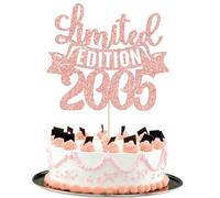 Gyufise 1Pc Limited Edition 2005 Cake Topper Glitter Twenty One Happy 21st Birthday Cake Topper Cheers to 21 Years Cake Pick Decoration for Anniversary Party Cake Decorations Supplies Rose Gold