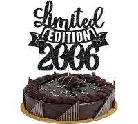 Gyufise 1Pc Limited Edition 2006 Cake Topper Glitter Twenty Happy 20th Birthday Cake Topper Cheers to 20 Years Cake Pick Decoration for 20th Birthday Anniversary Party Cake Decorations Supplies Black