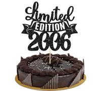 Gyufise 1Pc Limited Edition 2006 Cake Topper Glitter Twenty Happy 20th Birthday Cake Topper Cheers to 20 Years Cake Pick Decoration for 20th Birthday Anniversary Party Cake Decorations Supplies Black
