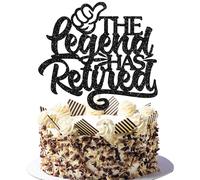 Gyufise 1Pc the Legend has Retired Cake Topper Gold Glitter Goodbye Tension Hello Pension Cake Pick Happy Retirement Cake Decorations for Farewell Retired Party Decor Supplies Black