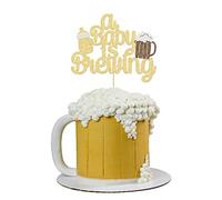 Gyufise 1Pcs Baby is Brewing Cake Topper Baby Shower Beer Cake Topper Decorations for Beer Themed Baby Shower Decor Beer Baby Gender Reveal Decoration