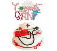 Gyufise 1Pcs Congrats Nurse Cake Topper Glitter Nurse 2023 Congrats Cap Graduation Cake Pick Nursing Cake Decorations for Medical Rn Theme 2023 Graduation Birthday Party Supplies Rose Gold