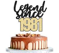 Gyufise 1Pcs Legend Since 1981 Cake Topper 45th Birthday Cake Decoration Hello 45 Funny 45 and Fabulous Decoration for 45th Wedding Anniversary Birthday Party Decoration Supplies