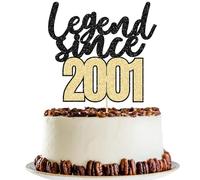 Gyufise 1Pcs Legend Since 2001 Cake Topper Glitter Thirty Happy 25th Birthday Cake Pick Cheers to 25 Years Cake Decoration for 25th Birthday Wedding Anniversary Party Decorations Supplies