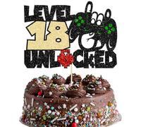 Gyufise 1Pcs Video Game 18th Birthday Cake Topper Controller Cake Pick Level 18th Unlocked Party Cake Decorations for Level Up Eighteenth Teenagers Birthday Party Decors