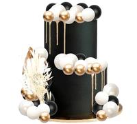 Gyufise 21 Pack Flower Boho Cake Topper Ball Cake Decorations Palm Leaves Plants Cake Decor for Girl Bohemian Princess Theme Wedding Baby Shower Birthday Party Supplies White Gold