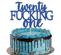 Gyufise 21st Birthday Cake Topper 1 Piece Glitter Cake Topper 21st Wedding Anniversary Cake Decorating Supplies 21st Wedding Anniversary Cake Decoration Supplies Royal Blue