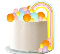 Gyufise 22Pcs Rose Artificial Flower Leaves Cake Topper Decorations Gold Balloon Cake Toppers Leaf Paper Palm Fan Cake Picks for DIY Wedding Birthday Valentine's Day Party Decorations Supplies Beige