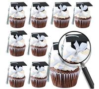 Gyufise 24Pcs 3D 2025 DIY Graduation Cap Cupcake Toppers and 24Pcs Diploma Picks 2025 Congrats Grad Cupcake Picks with Tassels for School Boys Girls Graduate Party Decorations Supplies Black Silver