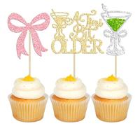 Gyufise 24Pcs A Tini Bit Older Cupcake Toppers Espresso Martini Birthday Cupcake Picks A Tiny Bit Older Birthday Pink Bow Bachelorette Bridal Shower Cake Decorations Party Supplies Gold