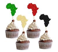 Gyufise 24Pcs African Map Cupcake Toppers Happy Juneteenth Cupcake Toppers Black History Month Decorations for African American Juneteenth Freedom Day Kwanzaa Party Supplies