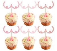 Gyufise 24Pcs Breast Cancer Awareness Cupcake Toppers Glitter Breast Cupcake Picks Pink Ribbon Party Cake Decorations Supplies Multi Colors