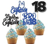 Gyufise 24Pcs Brother I'm 18 Cupcake Toppers Glitter Happy 18th Birthday Cake Pick Bro I'm 18 Cake Decoration It's My 18th Birthday Decorations for Boys Cheers to 18 Years Old Birthday Party Supplies