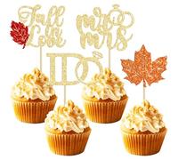 Gyufise 24Pcs Fall in Love Cupcake Toppers Glitter Maple Leaf Cupcake Picks Mr Mrs Diamond I Do Cupcake Decorations for Autumn Wedding Engagement Bridal Shower Theme Party Cake Decorations Supplies