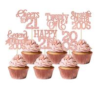 Gyufise 24Pcs Happy 21st Birthday Cupcake Toppers Hello Twenty One Legend Since 2005 Cupcake Picks Cheers to 21 Years Cake Decorations for 21st Birthday Anniversary Party Supplies Rose Gold