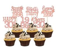 Gyufise 24Pcs Happy 30th Birthday Cupcake Toppers Hello Thirty Legend Since 1996 Cupcake Picks Cheers to 30 Years Cake Decorations for 30th Birthday Anniversary Party Supplies Rose Gold