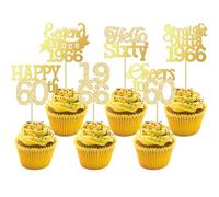Gyufise 24Pcs Happy 60th Birthday Cupcake Toppers Hello Sixty Legend Since 1966 Cupcake Picks Cheers to 60 Years Cake Decorations for 60th Birthday Anniversary Party Supplies Gold