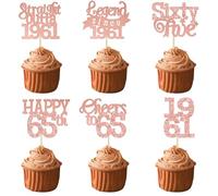 Gyufise 24Pcs Happy 65th Birthday Cupcake Toppers Hello Sixty Five Legend Since 1961 Cupcake Picks Cheers to 65 Years Cake Decorations for 65th Birthday Anniversary Party Supplies Rose Gold