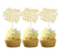 Gyufise 24Pcs Happy Mothers Day Cupcake Toppers Gold Glitter Heart Love Mother Best Mom Cupcake Picks for Happy Mother's Day Theme Women Birthday Party Cake Decorations Supplies