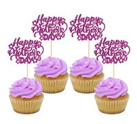 Gyufise 24Pcs Happy Mothers Day Cupcake Toppers Mom Cupcake Picks Love Mum Cake Decoration Party Supplies for Mother's Day Party Decorations Supply Purple Glitter