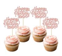 Gyufise 24Pcs Happy Mother's Day Cupcake Toppers Rose Gold Glitter Flower Love Mom Cupcake Food Picks Best Mom Cake Decorations for Women Birthday Happy Mother's Day Theme Party Supplies