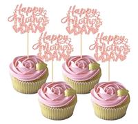 Gyufise 24Pcs Happy Mother's Day Cupcake Toppers Rose Gold Glitter Love Mother Best Mom Theme Cupcake Picks Happy Mother's Day Theme Party Cake Decorations Supplies