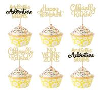 Gyufise 24Pcs Happy Retirement Cupcake Toppers Officially Retired Cupcake Picks No Work Zone Adventure Begins Cake Decorations for Retirement Theme Farewell Birthday Party Supplies Gold