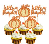 Gyufise 24Pcs Little Pumpkin Cupcake Toppers Little Pumpkin Baby Shower Cake Decorations for Fall Pumpkin Theme Girl Boy 1st Birthday Babyshower Decorations
