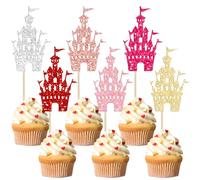 Gyufise 24Pcs Multicolor Princess Castle Cupcake Toppers - Castle Theme Birthday Party Decoration for Baby Shower, Princess Birthday, Wedding