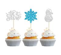 Gyufise 24Pcs Snowflake Cupcake Toppers Glitter Let it Snow Snowman Frozen Cake Food Picks Decorations for inter Wonderland Wedding Anniversary Decorations Bridal Shower Party Supplies