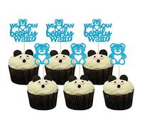 Gyufise 24Pcs We Can Bearly Wait Cupcake Toppers Blue Glitter Bear Cupcake Picks Baby Shower Cake Decorations for Gender Reveal Theme Baby Shower Kids Birthday Party Supplies