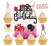 Gyufise 25Pcs Music Singer Cupcake Toppers Glitter Singer Happy Birthday Cake Topper Since 1989 Popular Singer Cupcake Picks for Lover's Concert Theme Birthday Party Supplies