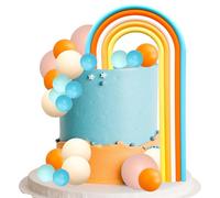 Gyufise 26Pcs Ball Cake Toppers Mini Balloon Balls Pastel Rainbow DIY Baking Cupcake Cake Decorations for Birthday Baby Shower Party Supplies Blue Yellow