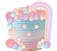 Gyufise 26Pcs Rainbow Cake Toppers DIY Baking Colorful Balls Cake Decorations for Wedding Anniversary Baby Shower Birthday Party Supplies Pink Orange