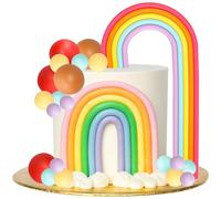 Gyufise 26Pcs Rainbow Cake Toppers DIY Baking Colorful Balls Cake Decorations for Wedding Anniversary Baby Shower Birthday Party Supplies Red
