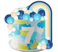 Gyufise 26Pcs Rainbow Cake Toppers DIY Baking Colorful Balls Cake Decorations for Wedding Anniversary Baby Shower Birthday Party Supplies Dark Blue