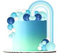 Gyufise 26Pcs Rainbow Cake Toppers DIY Baking Colorful Balls Cake Decorations for Wedding Anniversary Baby Shower Birthday Party Supplies Blue
