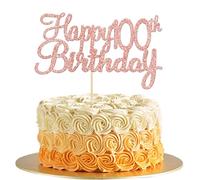 Gyufise 3 Pack Gold Happy 100th Birthday Cake Topper Glitter Happy 100 Cupcake Topper Cheers to 100 Fabulous Cake Decoration for 100th Birthday Party Decoration Supplies