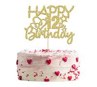 Gyufise 3 Pack Happy 12th Birthday Cake Toppers Gold Glitter Hello 12 Cheers to 12 Years 12 & Fabulous Cake Pick Twelve 12th Birthday Anniversary Party Decorations Supplies