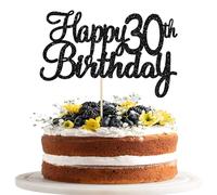 Gyufise 3 Pack Happy 30th Birthday Cake Topper Black Glitter 30 Cupcake Topper Happy 30 Birthday Cake Decoration for 30th Cheers to 30 Birthday Party Decoration Supplies