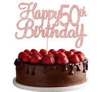 Gyufise 3 Pack Rose Gold Happy 50th Birthday Cake Topper Glitter Happy 50 Cupcake Topper Cheers to 50 Fabulous Cake Decoration for 50th Birthday Party Decoration Supplies