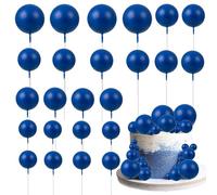 Gyufise 30Pcs Ball Cake Toppers Balls Cupcake Toppers Foam Ball Shaped Cake Picks DIY Balloons Cake Insert Topper for Wedding Enagement Baby Shower Birthday Party Cake Decorations Supplies Royal Blue