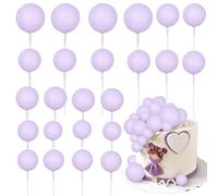 Gyufise 30Pcs Balls Cake Toppers Ball Cake Picks Foam Ball Shaped Cupcake Toppers Mini Balloons Baby Shower Cake Decorations for Wedding Enaggement Bridal Shower Birthday Party Supplies Light Purple
