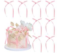 Gyufise 30Pcs Bowknot Cake Toppers Bow Cake Decorations Picks Baby Shower Cake Decorations for Birthday Wedding Party Wedding Anniversary Party Supplies Pink