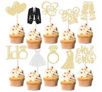 Gyufise 30Pcs Bride to Be Cupcake Toppers Glitter Diamond Ring I Do Love Cupcake Picks Miss to Mrs Bridal Shower Wedding Engagement Bachelorette Cake Decoration Gold