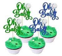Gyufise 30Pcs Golf Oh Baby Cupcake Toppers Golf Baby Shower Cupcake Pick Decorations for Girls Boys Gender Reveal Golf Party Decorations Blue Green