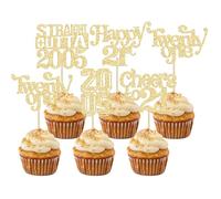 Gyufise 30Pcs Happy 21st Birthday Cupcake Toppers Glitter Twenty One Straight Outta 2005 Cupcake Picks Cheers to 21 Fabulous Cake Decorations for Happy 21st Birthday Anniversary Party Supplies Gold