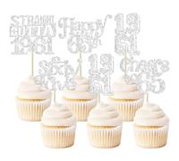 Gyufise 30Pcs Happy 65th Birthday Cupcake Toppers Glitter Sixty Five 65 Fabulous Straight Outta 1961 Cupcake Picks Cheers to 65 Years for 65th Birthday Anniversary Party Supplies Silver