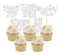 Gyufise 30Pcs Happy 75th Birthday Cupcake Toppers Glitter Seventy Five 75 Fabulous Straight Outta 1951 Cupcake Picks Cheers to 75 Years for 75th Birthday Anniversary PartySupplies Silver